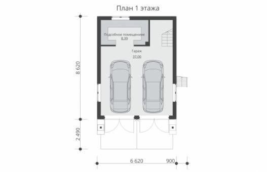Проект двухэтажного жилого дома с гаражом